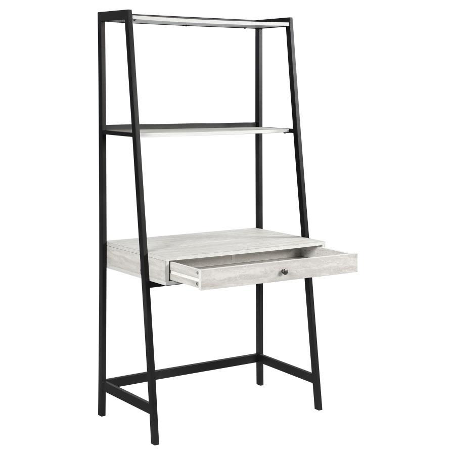 Pinckard - 3-Piece Ladder Desk Set - Grey Stone and Black