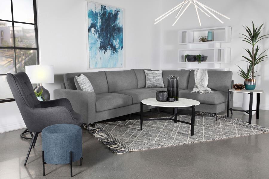 Clint - Upholstered Sectional With Loose Back Grey
