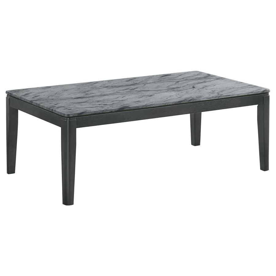 Mozzi - Rectangular Coffee Table Faux Marble - Grey and Black