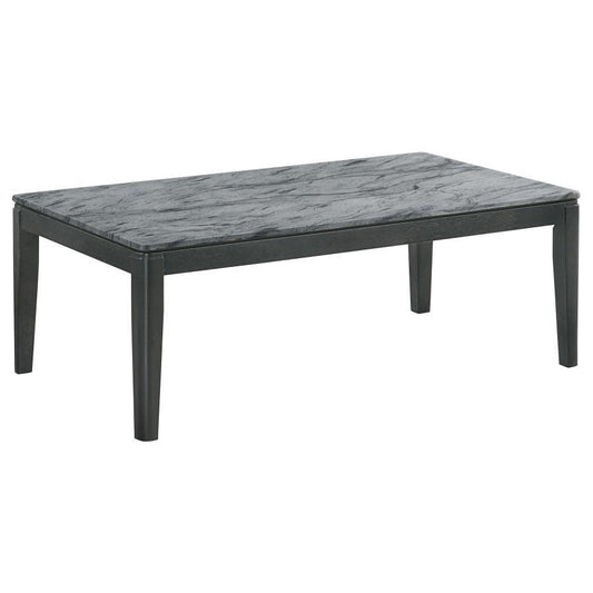 Mozzi - Rectangular Coffee Table Faux Marble - Grey and Black