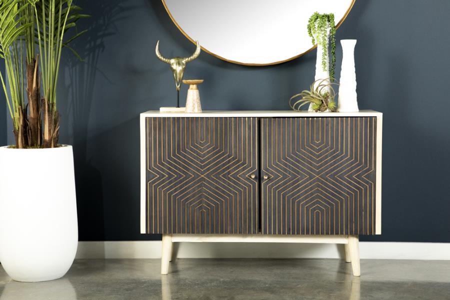 Ixora - 2-Door Accent Cabinet - White Washed and Black