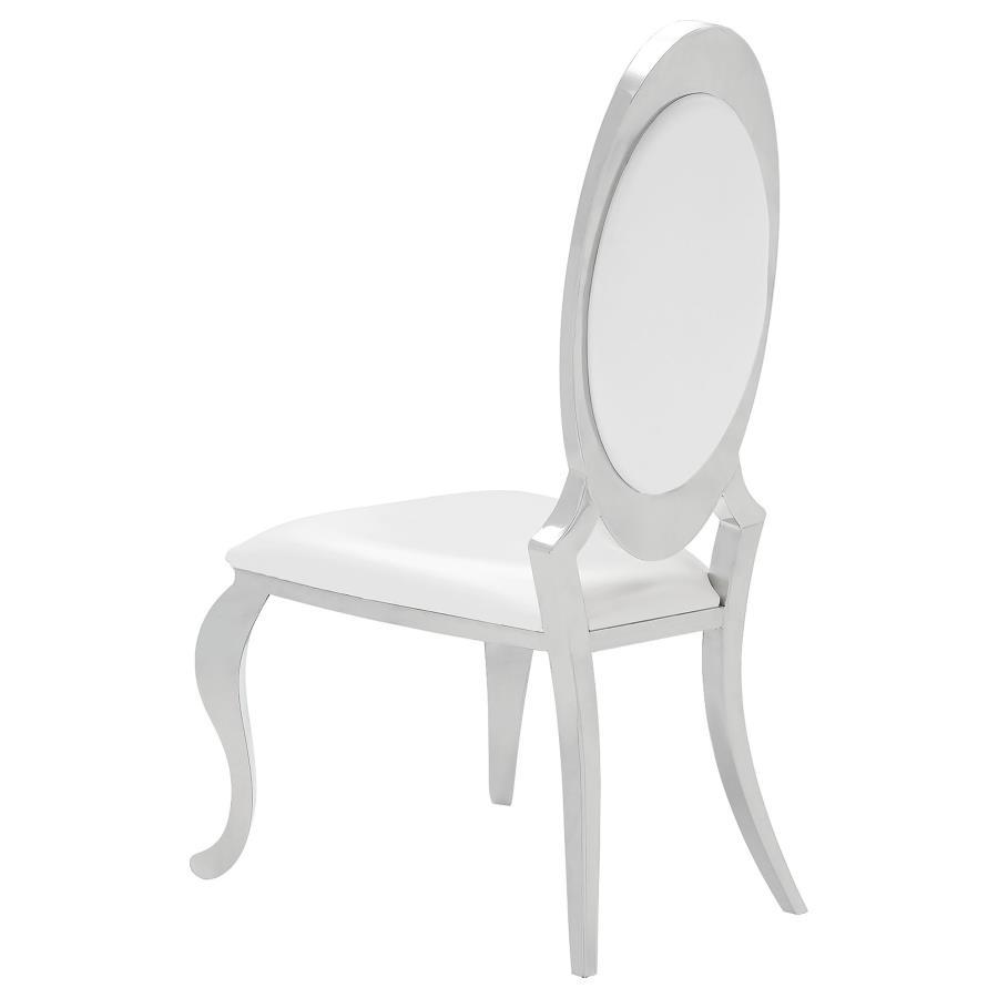 Antoine - 7-Piece Rectangular Dining Set - Creamy White and Chrome