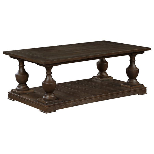 Walden - Rectangular Coffee Table With Turned Legs and Floor Shelf - Coffee