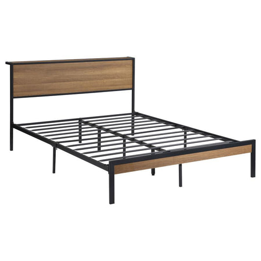 Ricky - Full Platform Bed - Light Oak And Black