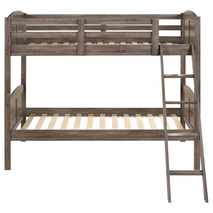 Flynn - Twin Over Twin Bunk Bed - Weathered Brown