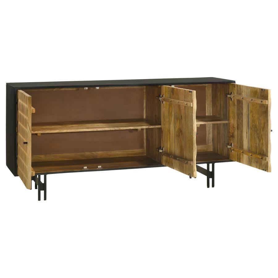 Aminah - 3-Door Wooden Accent Cabinet - Natural and Black