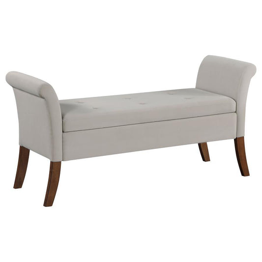 Farrah - Upholstered Rolled Arms Storage Bench - Beige And Brown