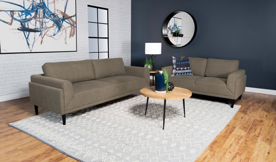 Rilynn - 2-Piece Upholstered Track Arms Sofa Set - Brown