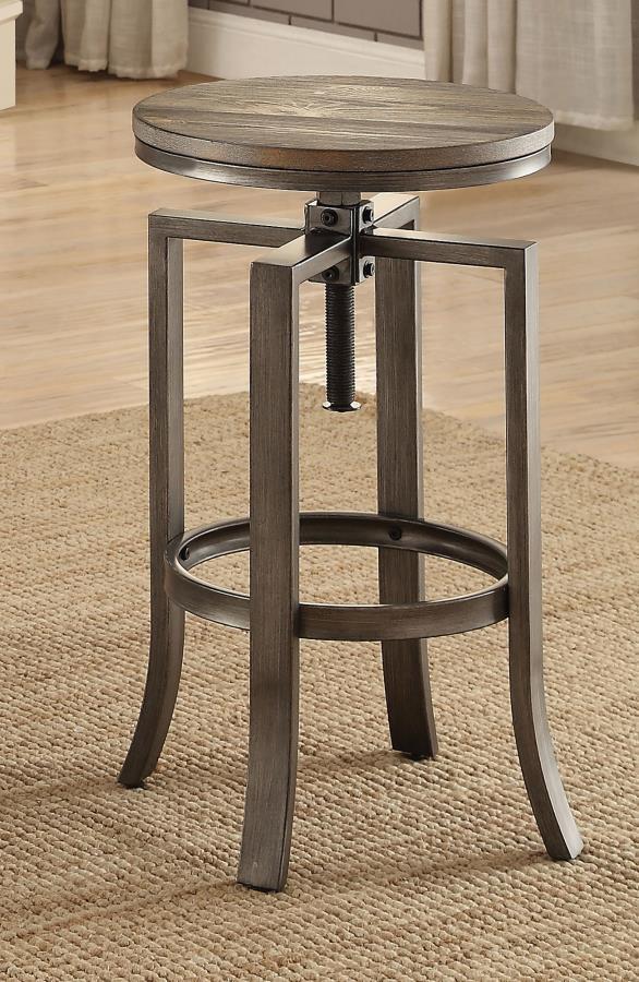 Bartlett - Adjustable Height Swivel Bar Stools (Set of 2) - Brushed Nutmeg and Slate Grey