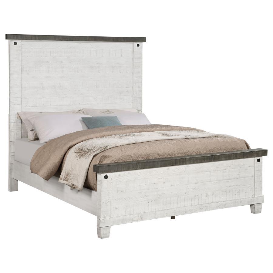 Lilith - Queen Panel Bed - Distressed Grey And White