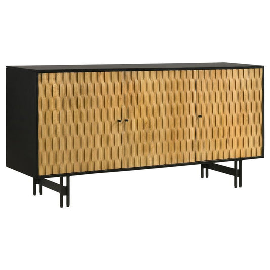 Aminah - 3-Door Wooden Accent Cabinet - Natural and Black