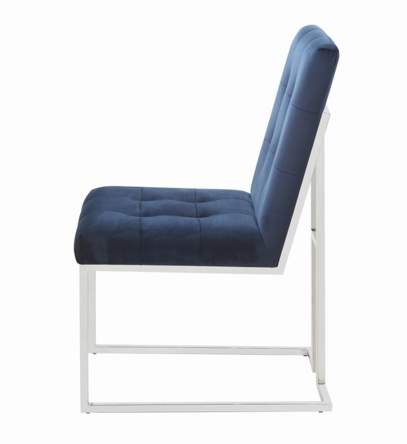 Cisco - Upholstered Dining Chairs (Set of 2) - Ink Blue and Chrome