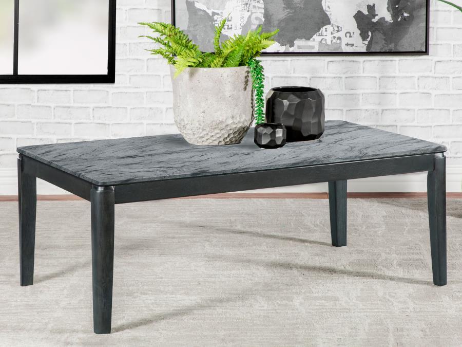 Mozzi - Rectangular Coffee Table Faux Marble - Grey and Black