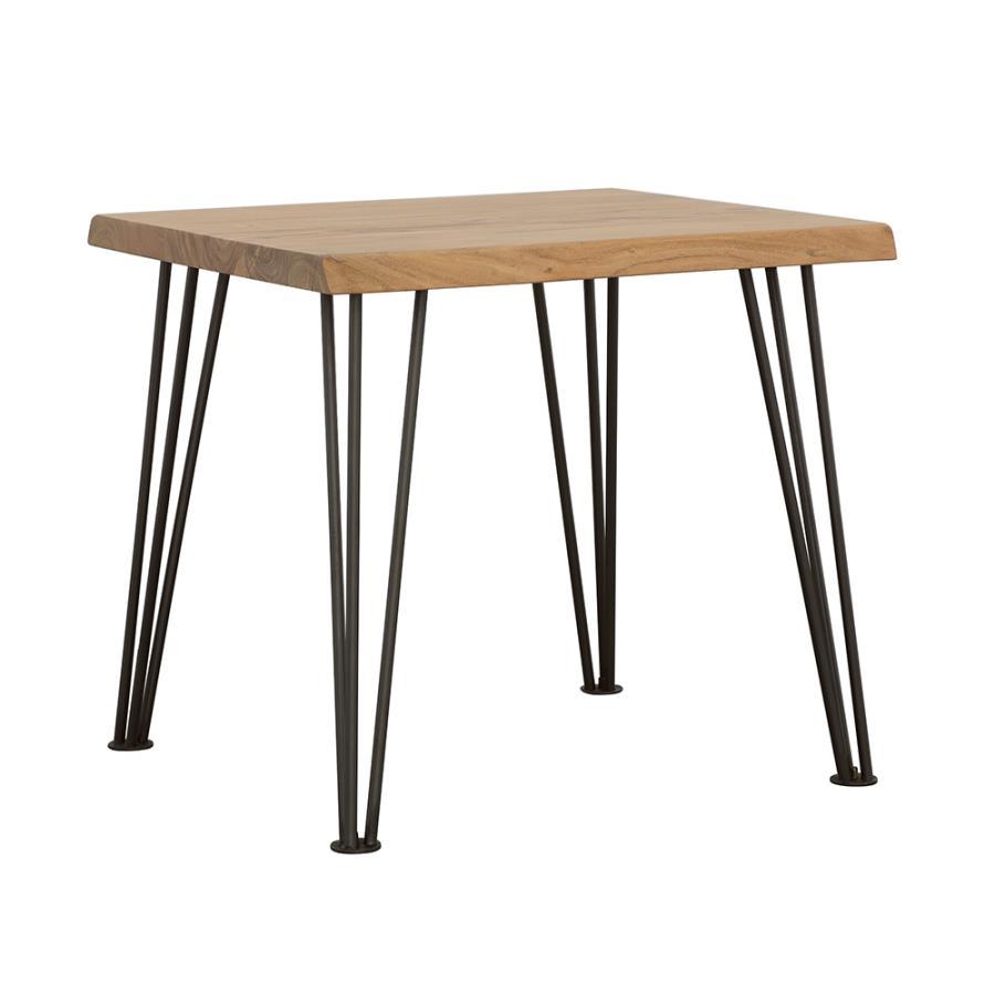 Zander - End Table With Hairpin Leg - Natural and Matte Black