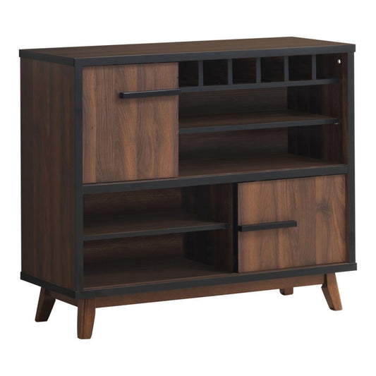 Ezekiel - Wine Cabinet With 2 Sliding Doors - Walnut and Black