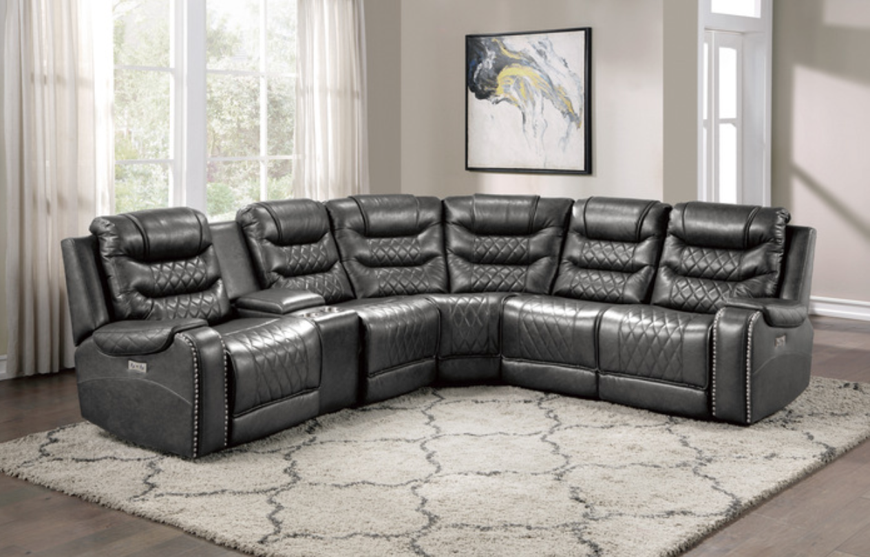 Putnam Collection Gray 6-Piece Modular Power Reclining Sectional