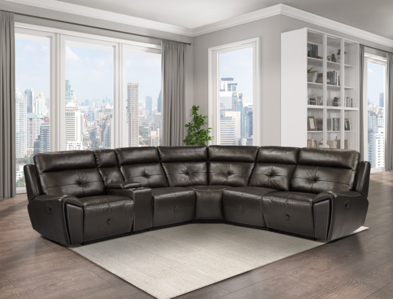 Avenue Collection Black 6-Piece Modular Reclining Sectional