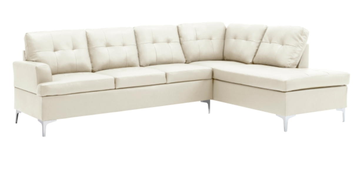 Barrington Collection White 2-Piece Sectional with Right Chaise
