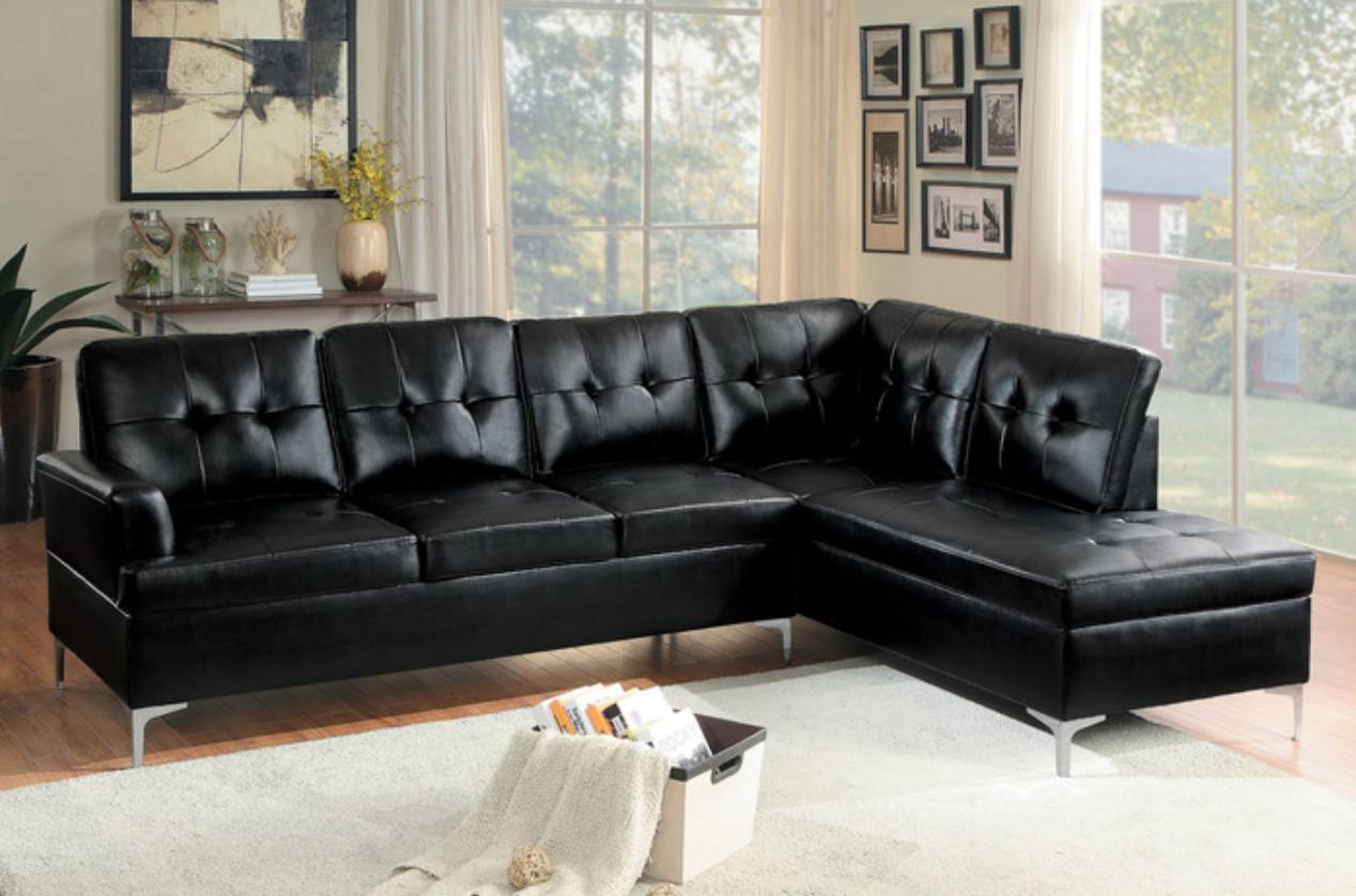 Barrington Collection Black 2-Piece Sectional with Right Chaise