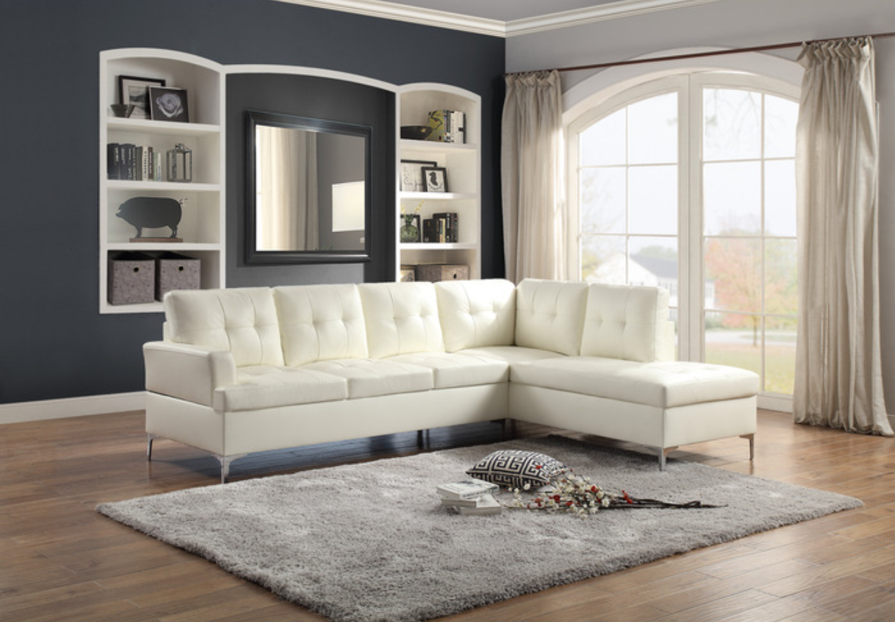 Barrington Collection White 2-Piece Sectional with Right Chaise