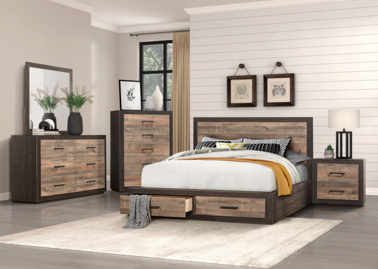 Miter Collection Brown Nightstand