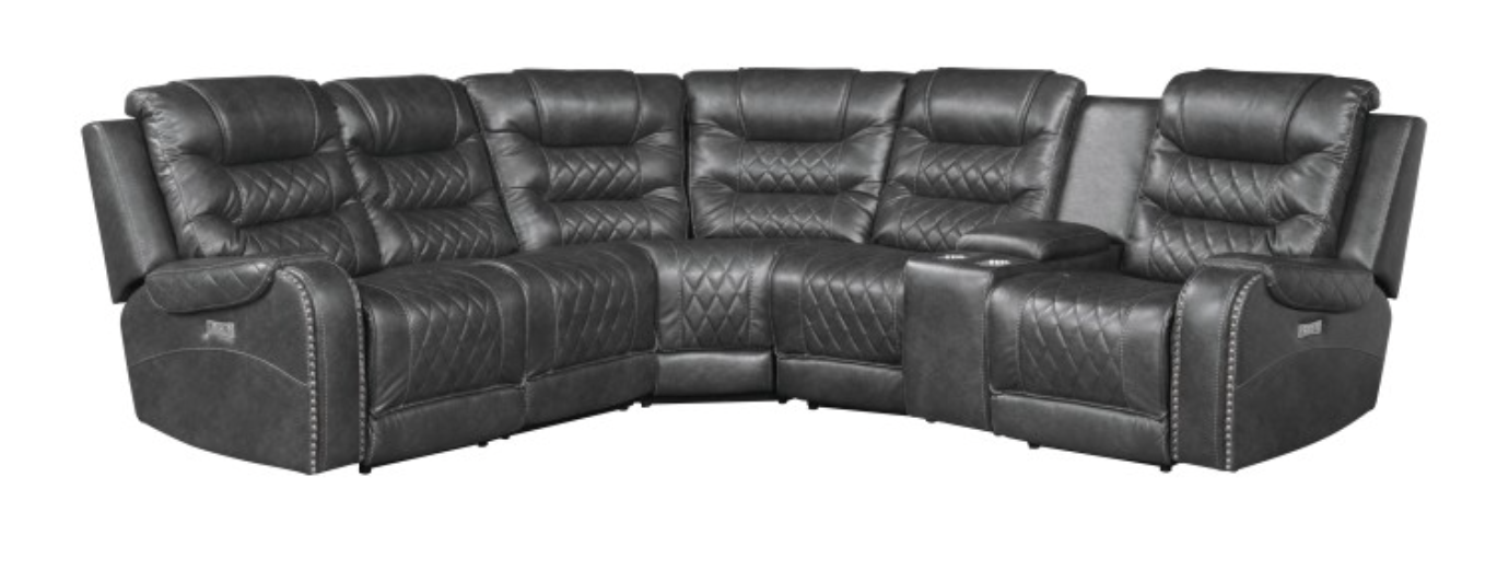 Putnam Collection Gray 6-Piece Modular Power Reclining Sectional
