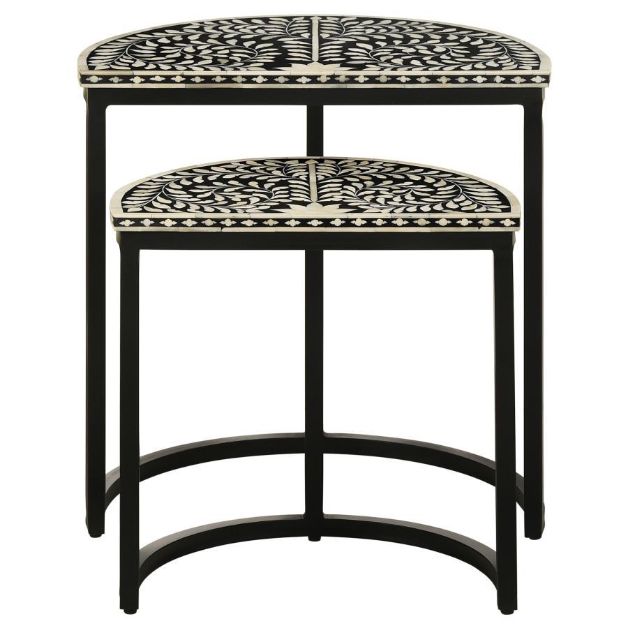 Zakiya - 2-Piece Demilune Nesting Table - Black and White
