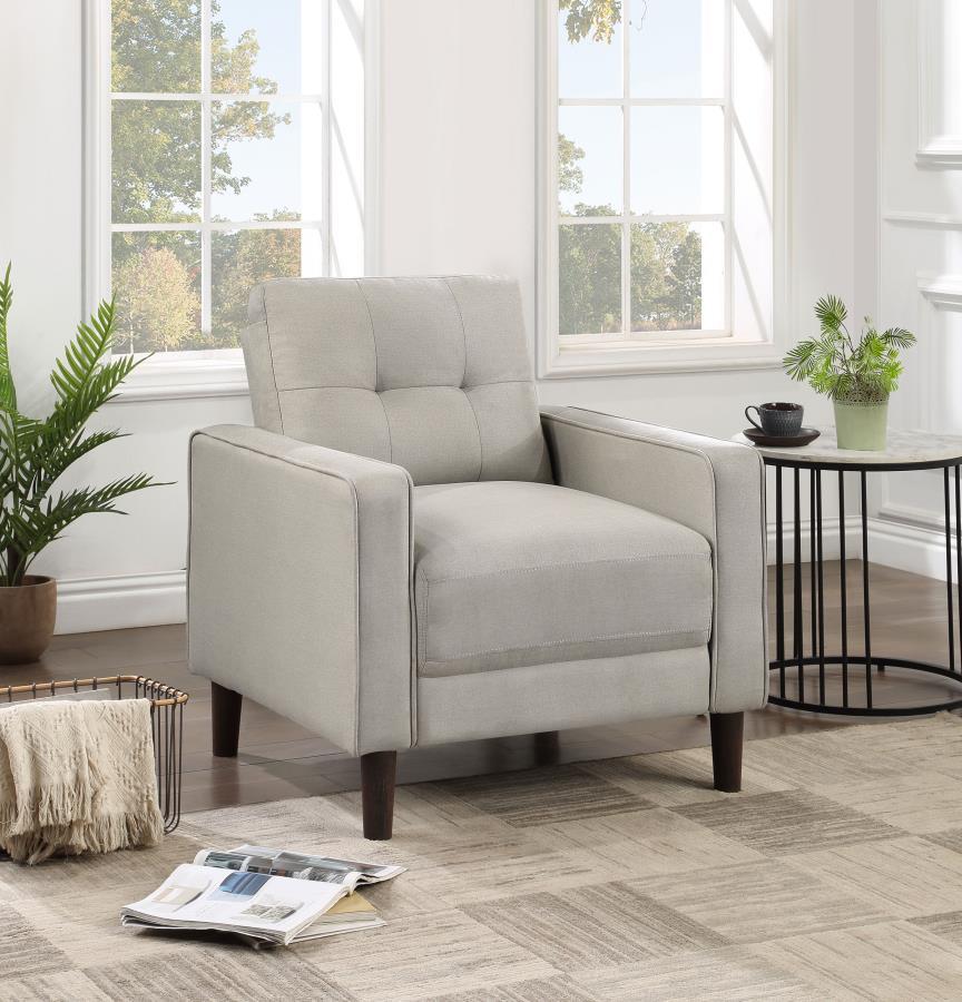 Bowen - Upholstered Track Arms Tufted Chair - Beige