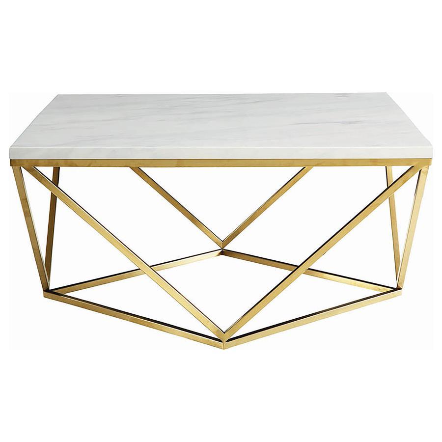 Meryl - Square Coffee Table - White and Gold