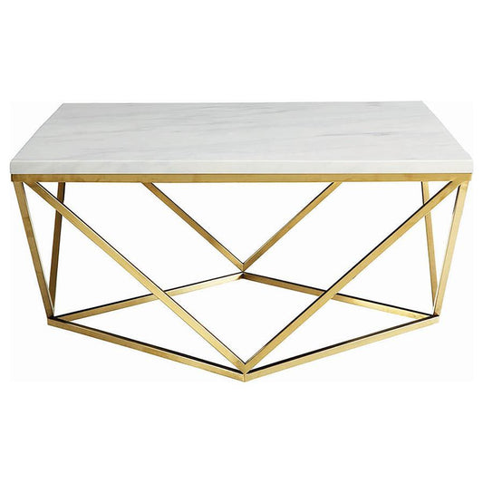 Meryl - Square Coffee Table - White and Gold
