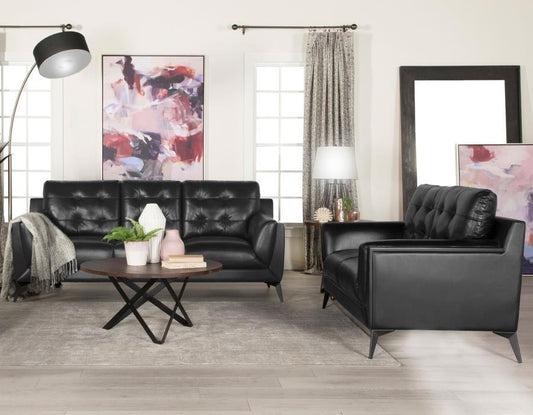 Moira - Upholstered Tufted Living Room Set With Track Arms - Black