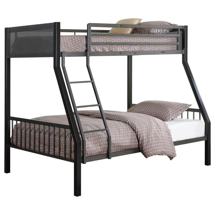 Meyers - 2-Piece Metal Twin Over Full Bunk Bed Set - Black and Gunmetal
