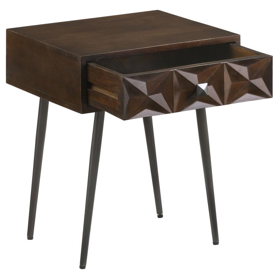 Ezra - Rectangular 1-Drawer Accent Cabinet - Dark Coffee Brown