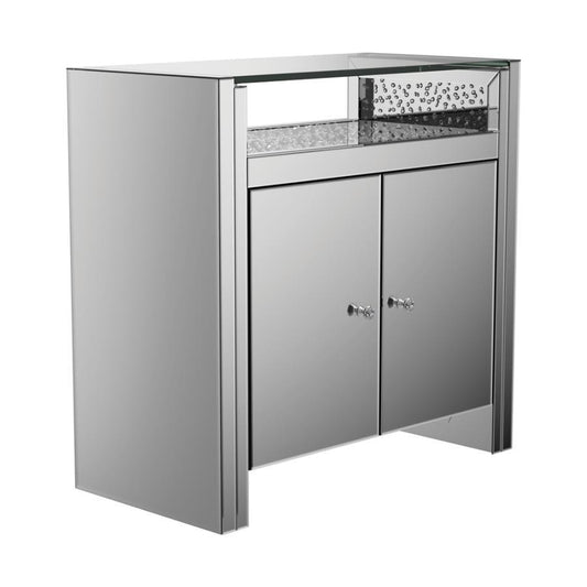 Betsey - 2-Door Accent Cabinet - Clear Mirror and Silver