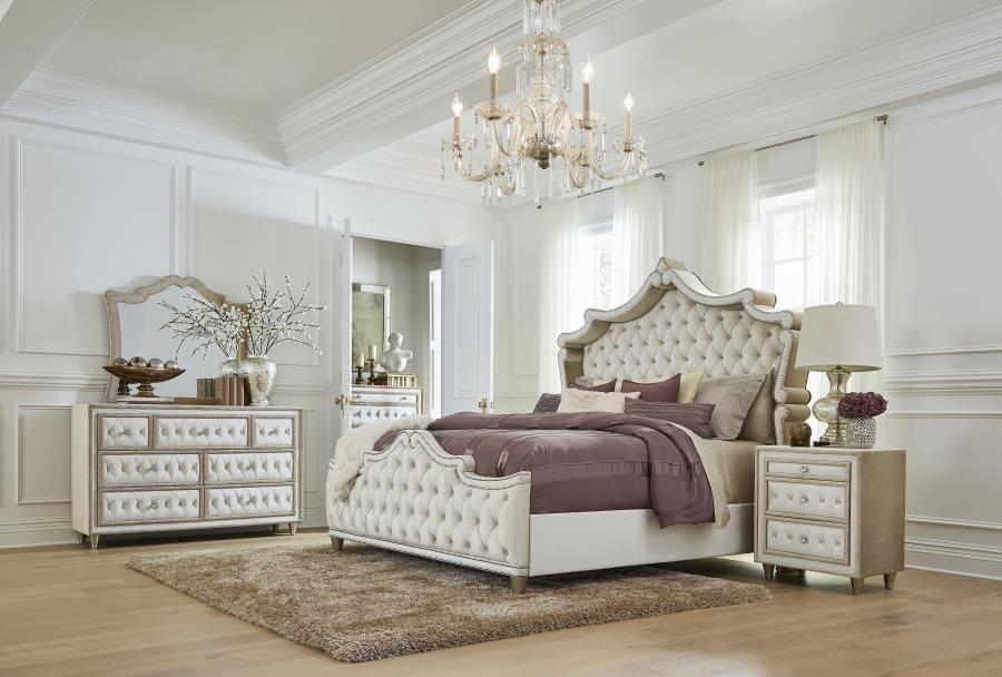 Antonella - Dresser Mirror With Nailhead Trim - Camel