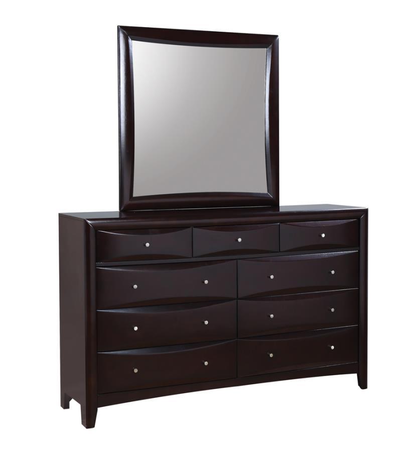 Phoenix - Square Dresser Mirror  - Deep Cappuccino