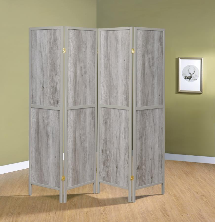 Deepika - 4-panel Folding Screen - Grey Driftwood