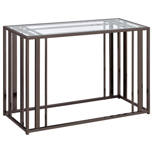 Adri - Rectangular Glass Top Sofa Table - Clear and Black Nickel