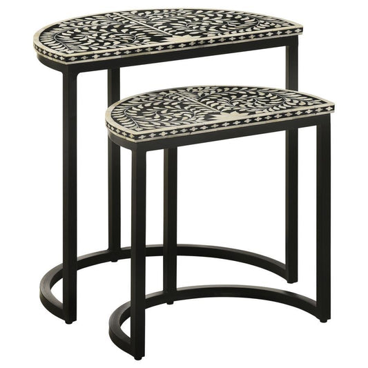 Zakiya - 2-Piece Demilune Nesting Table - Black and White