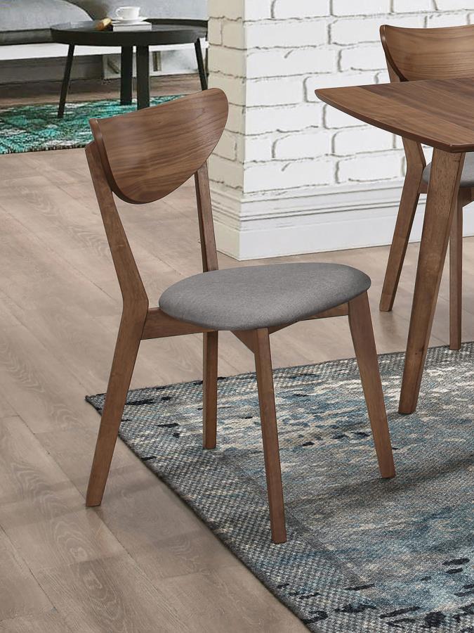 Alfredo - Upholstered Dining Chairs (Set of 2) - Grey and Natural Walnut