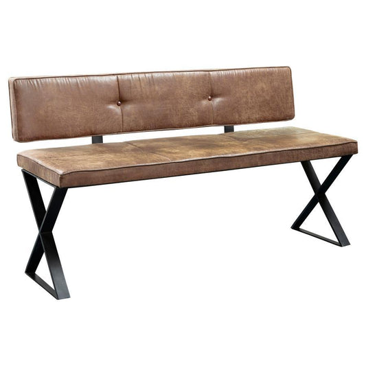 Abbott - Upholstered Dining Bench - Antique Brown and Matte Black