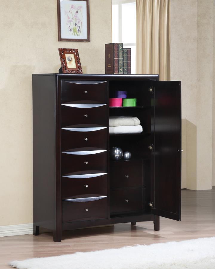 Phoenix - 6-Drawer Door Chest  - Deep Cappuccino