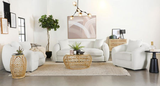 Isabella - 3-Piece Upholstered Tight Back Living Room Set - White