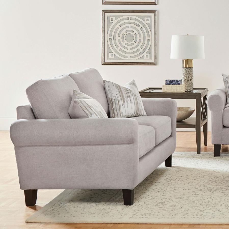 Nadine - Upholstered Round Arm Loveseat - Oatmeal