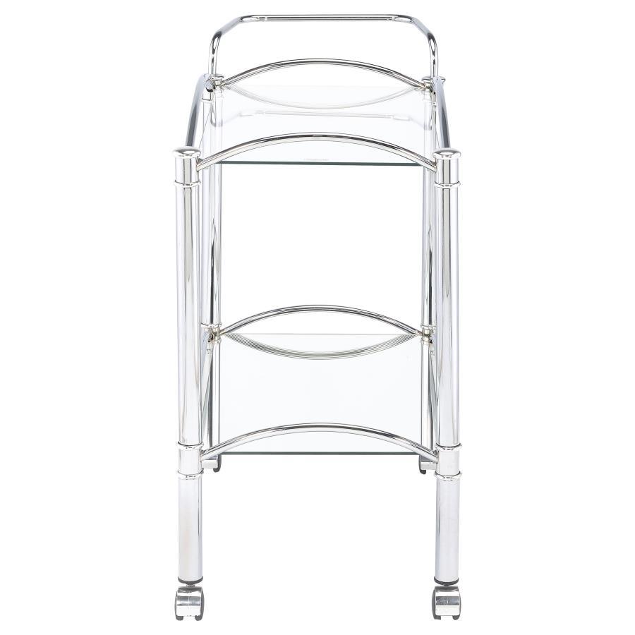 Shadix - 2-Tier Serving Cart With Glass Top - Chrome and Clear