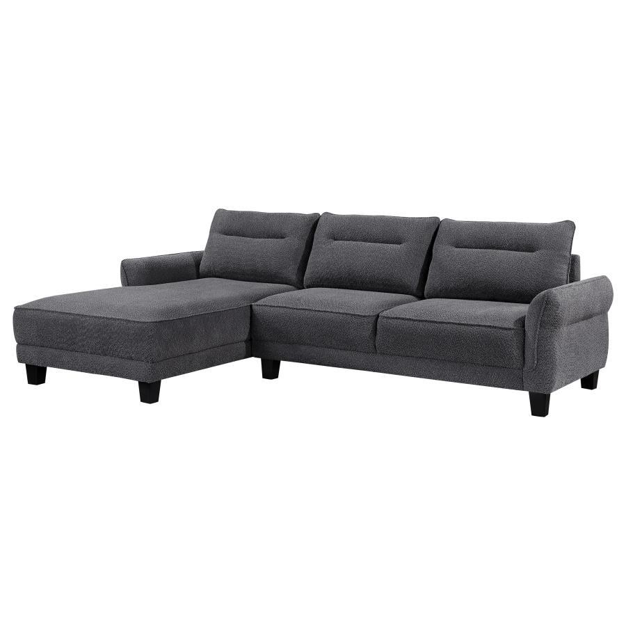 Caspian - Upholstered Curved Arms Sectional Sofa Grey