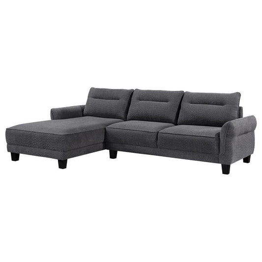 Caspian - Upholstered Curved Arms Sectional Sofa Grey