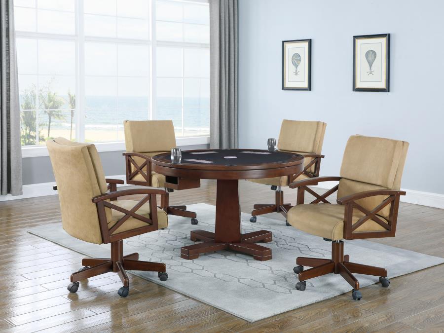 Marietta - 5-Piece Game Table Set - Tobacco and Tan