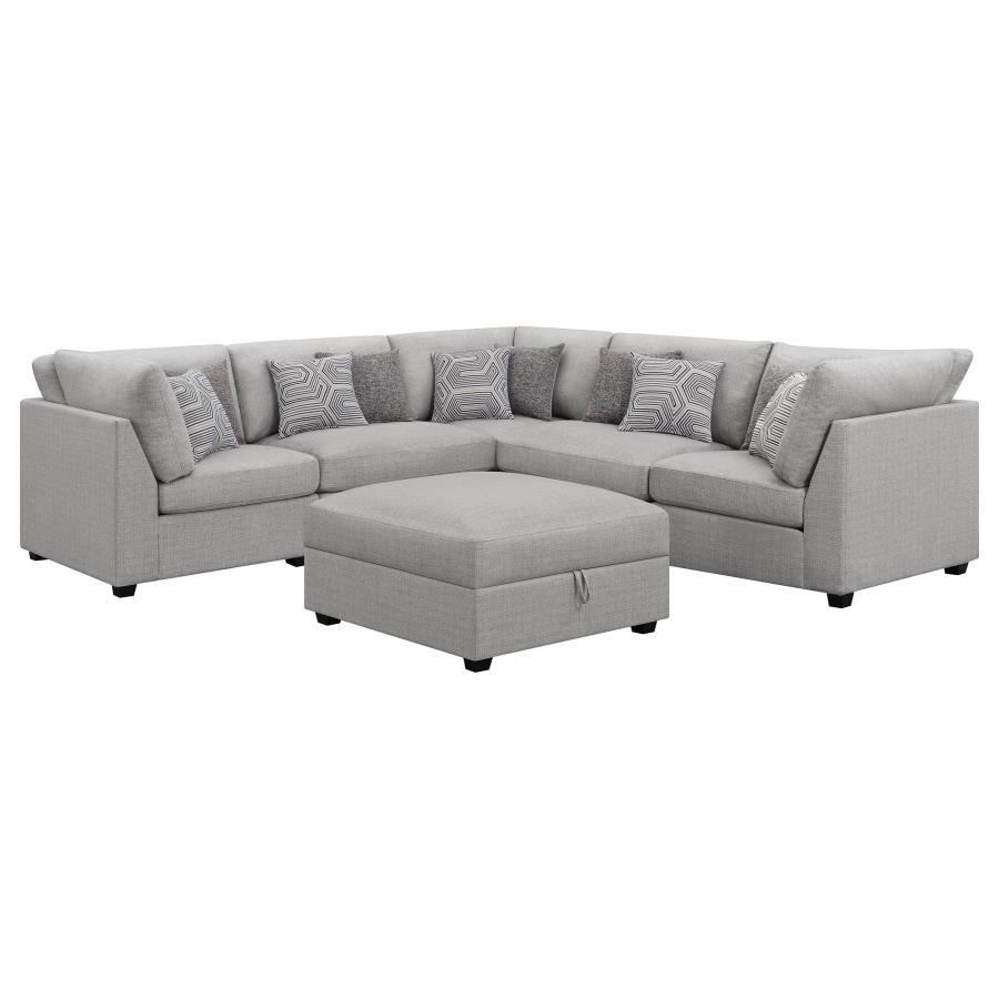 Cambria - 6-Piece Upholstered Modular Sectional With Ottoman - Grey