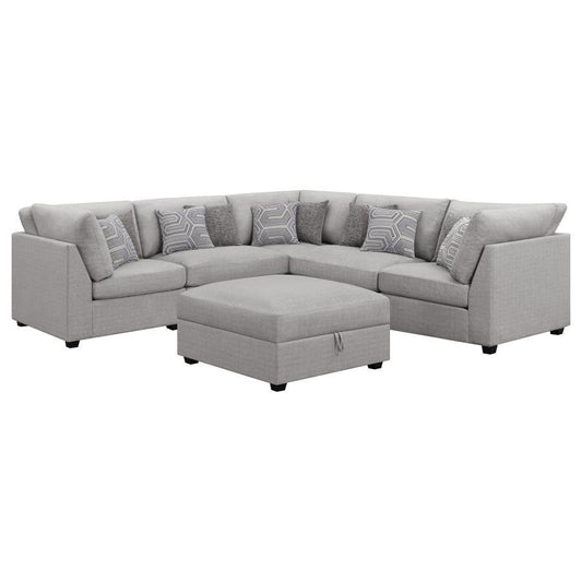 Cambria - 6-Piece Upholstered Modular Sectional With Ottoman - Grey